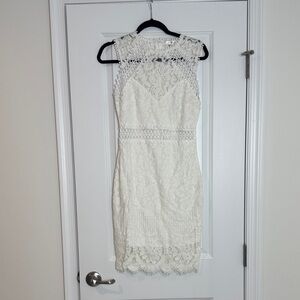 Chic Lace Mini Dress in Cream